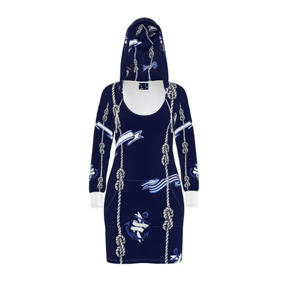 Blue Anchor rope designed Hoody Dress