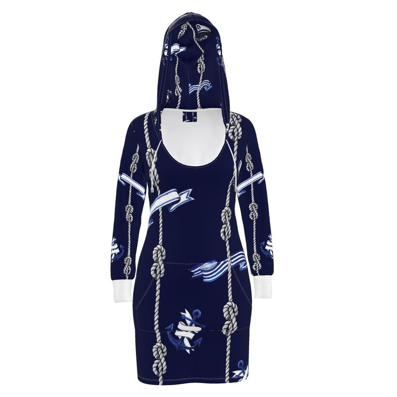 Blue Anchor rope designed Hoody Dress