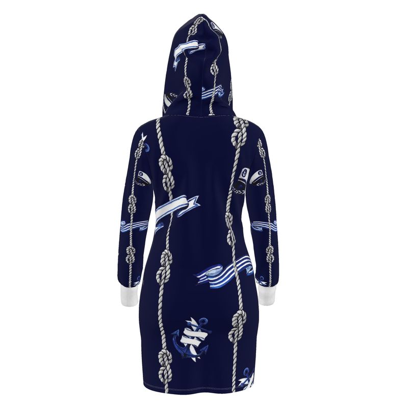 Blue Anchor rope designed Hoody Dress