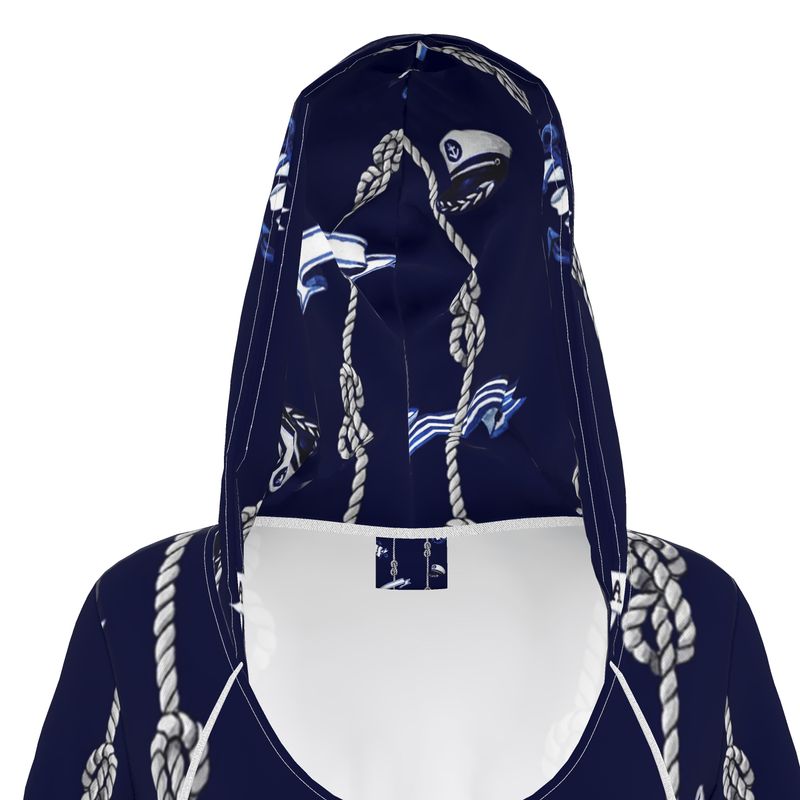 Blue Anchor rope designed Hoody Dress