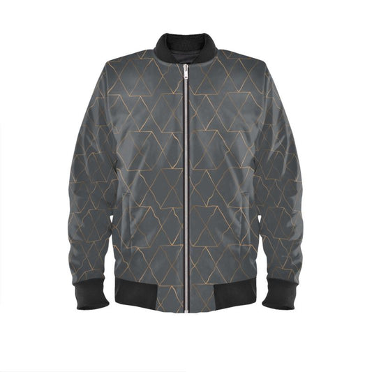 Gold and Grey Men's Bomber Jacket