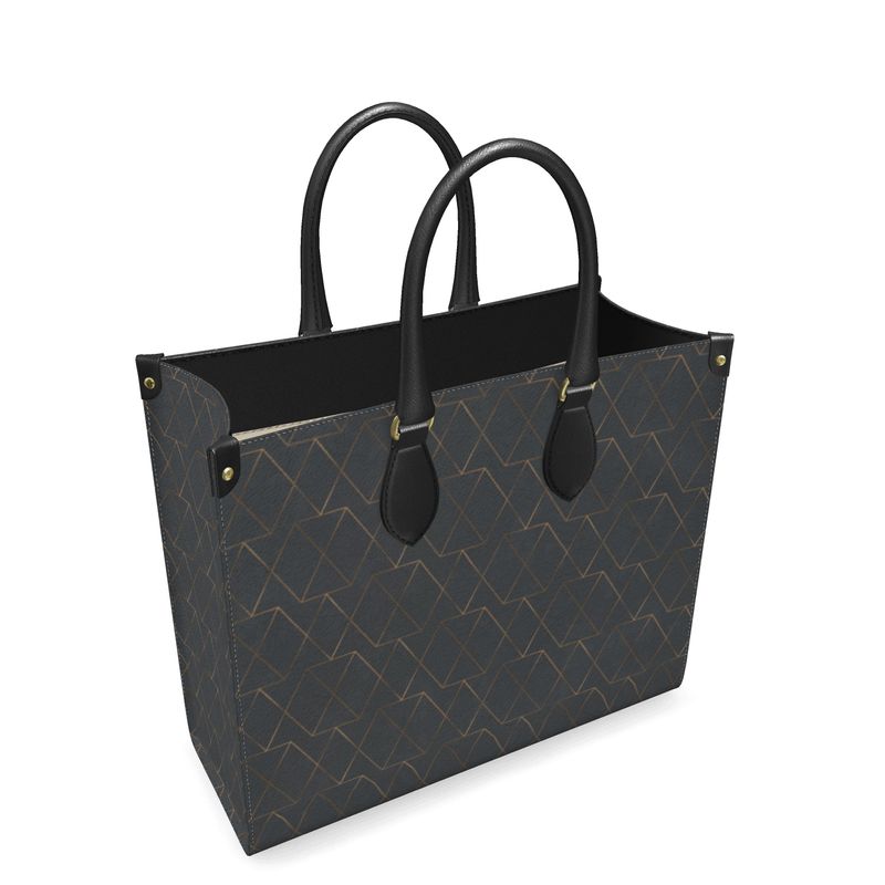 Gold and Grey Leather Shopper Bag