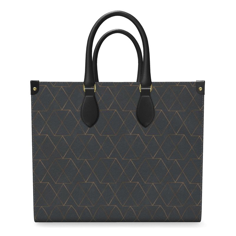 Gold and Grey Leather Shopper Bag