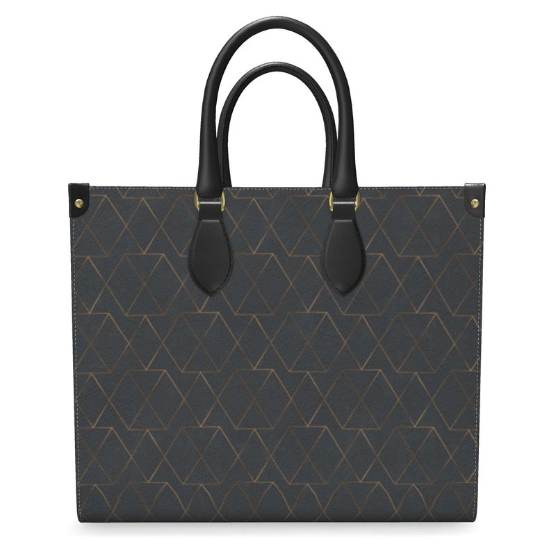 Gold and Grey Leather Shopper Bag