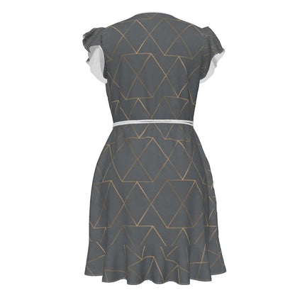 Gold and Grey Tea Dress