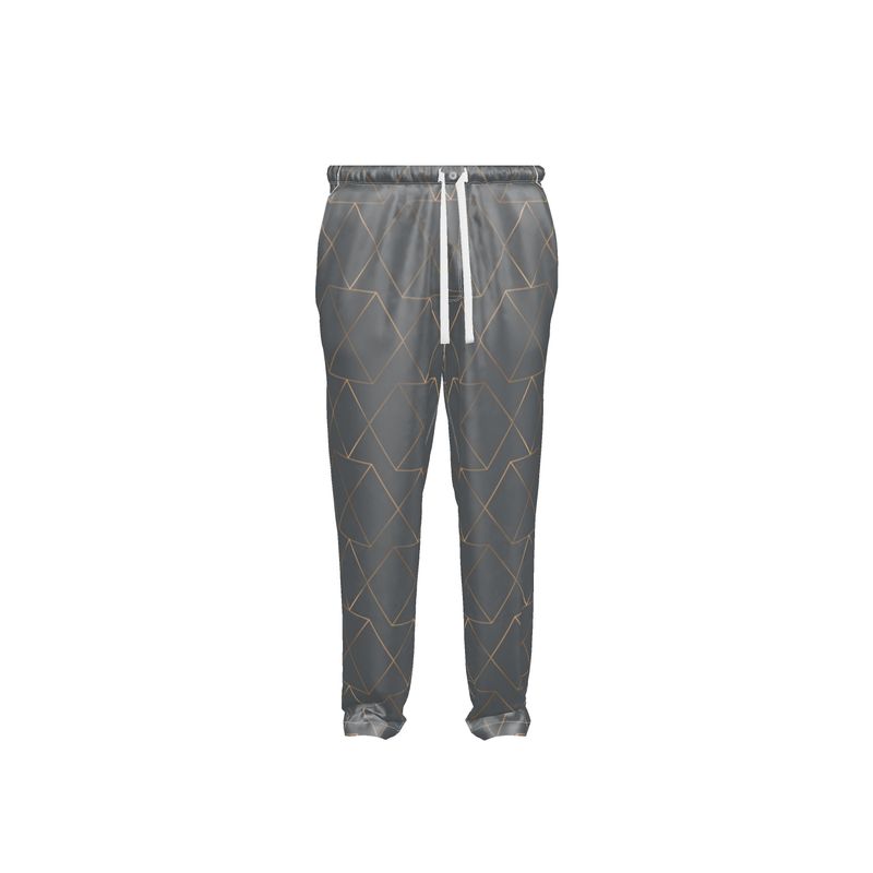 Gold and Grey Men's Silk Pyjama Bottoms