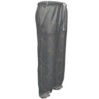 Gold and Grey Men's Silk Pyjama Bottoms