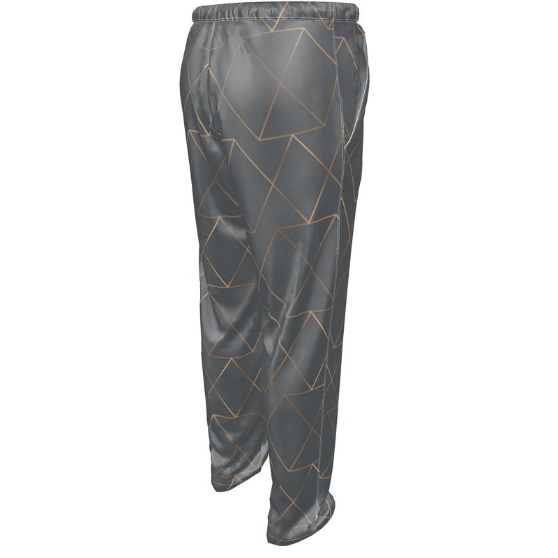 Gold and Grey Men's Silk Pyjama Bottoms