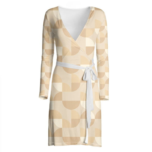 Beige With Browns Wrap Dress