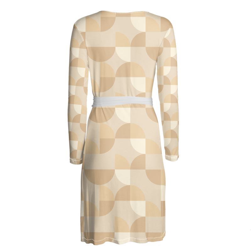 Beige With Browns Wrap Dress