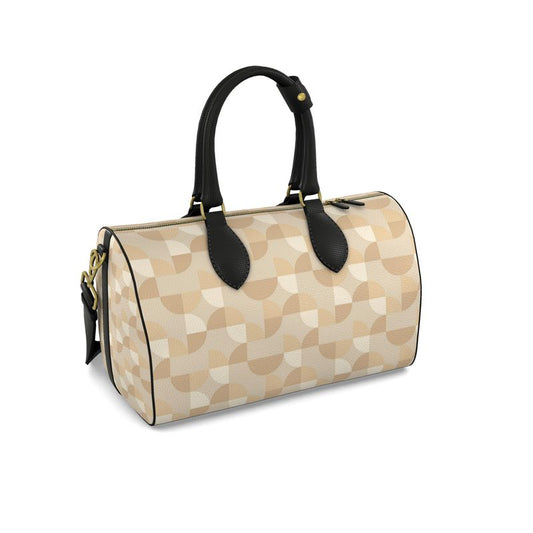 Beige Brown Duffle Bag