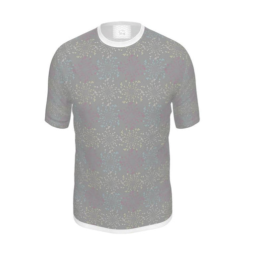 Grey Fireworks Mens Cut And Sew T-Shirt