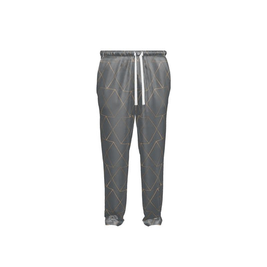 Gold Grey Mens Silk Pyjama Bottoms