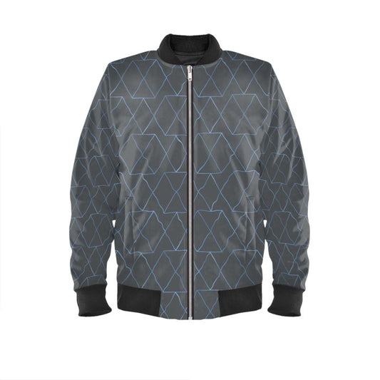 Blue Grey Mens Bomber Jacket