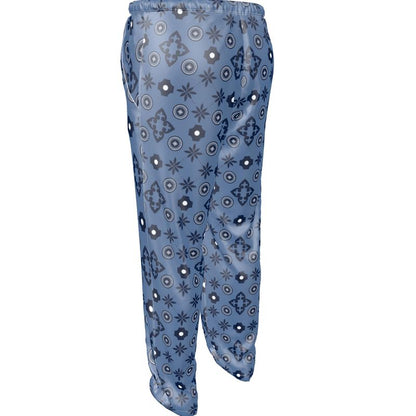 Blue Mens Silk Pyjama Bottoms