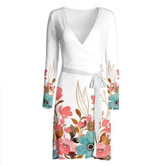 Blossoming Flowers Wrap Dress