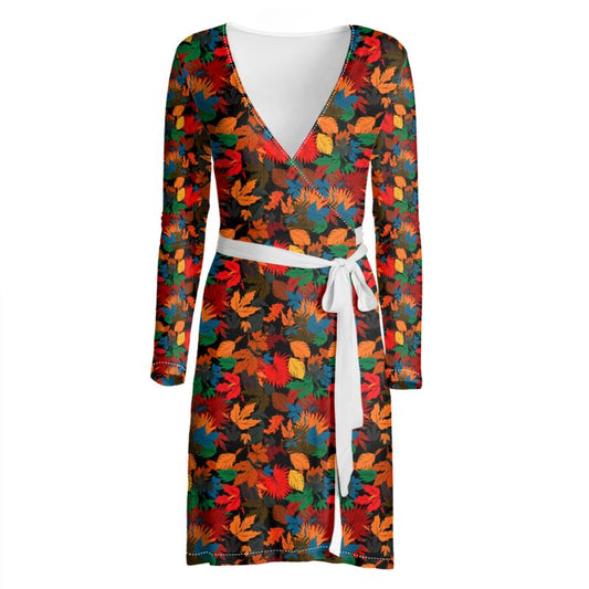 Autumn Leaves Wrap Dress