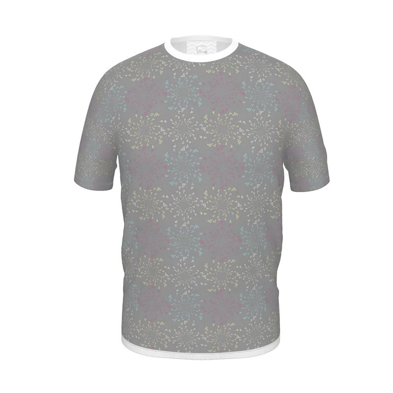 Grey Fireworks Mens Cut And Sew T-Shirt